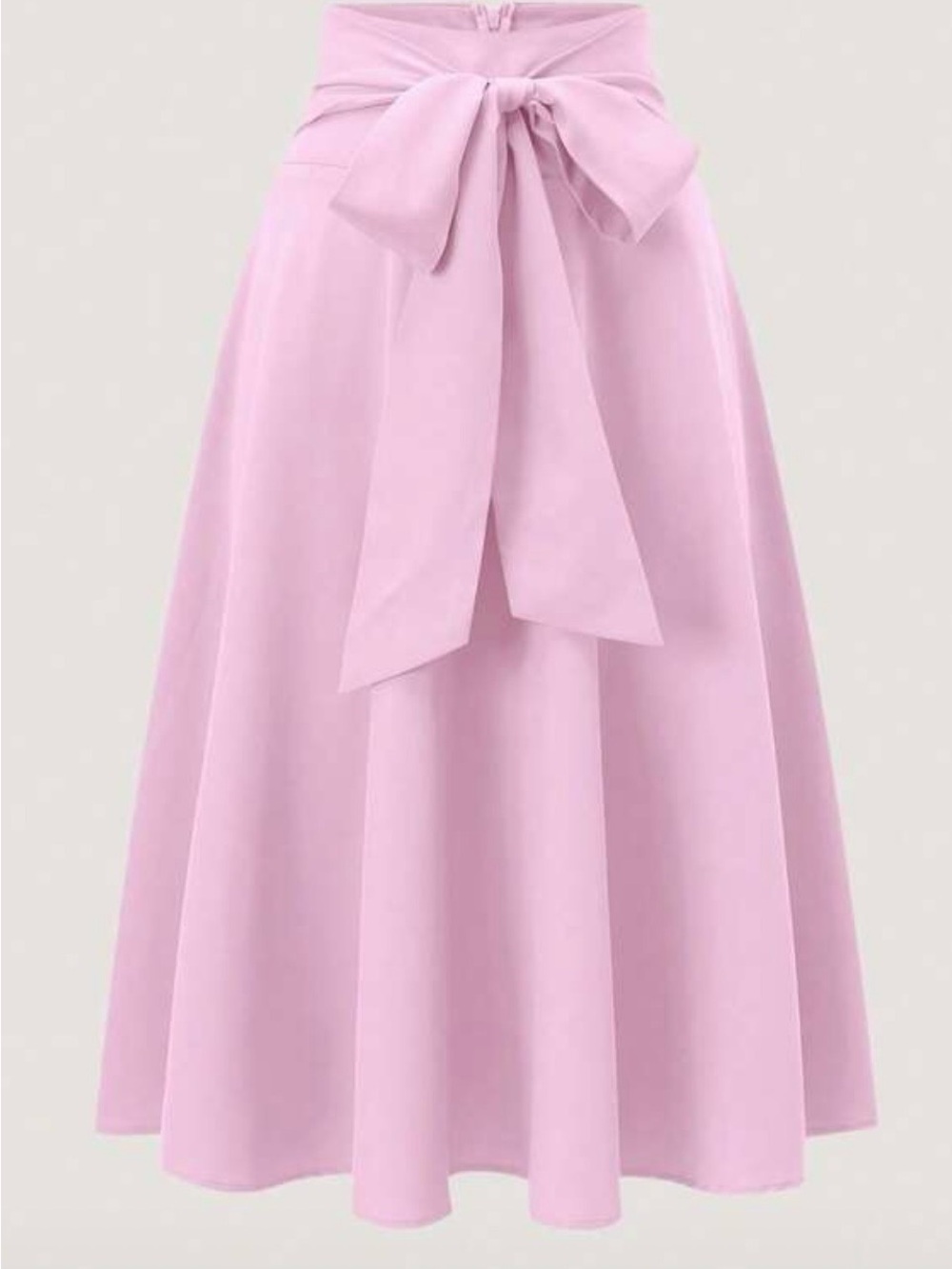 SHEIN Light Pink A-Line Midi Skirt with Front Bow